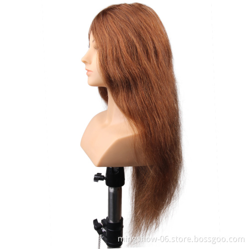 barber hairdressering 24"  long natural training mannequin heads with human hair